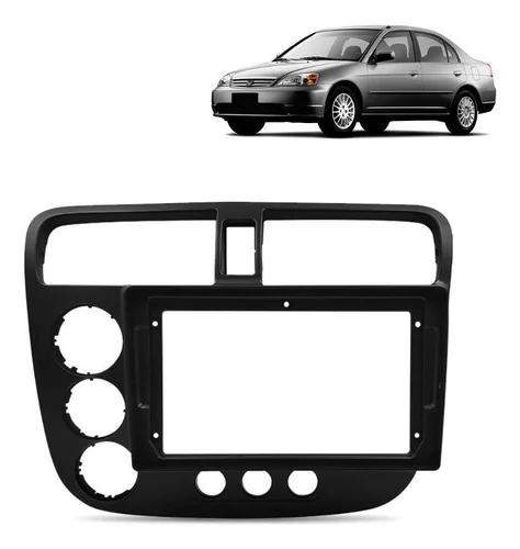 Moldura De Painel 9 Polegadas Civic 2001 A 2006 Preto Fosco