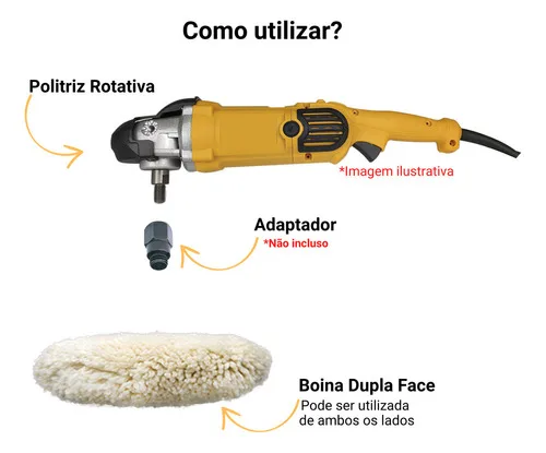 Imagem do produto Boina Dupla Face Para Polimento De Lã Agressiva 8 Polegadas