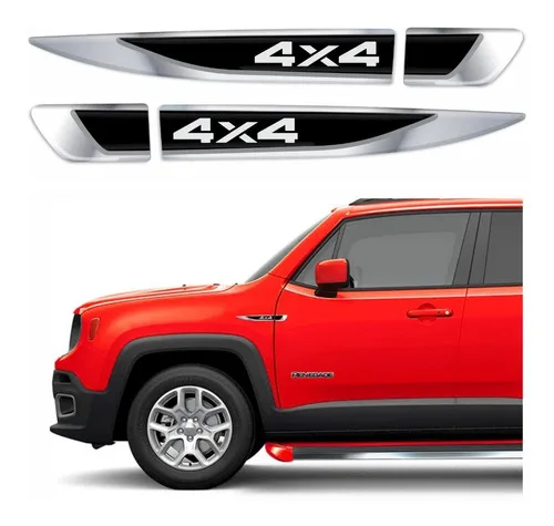 Par Aplique Resinado Para Jeep Renegade 4x4 19212 Cor Cromado