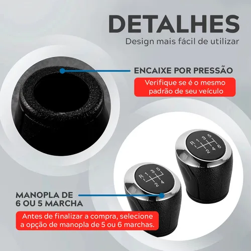 Imagem do produto Manopla Bola Cambio Marcha Onix 2017 2018 2019 2020 Preta