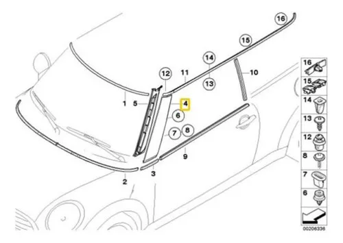 Imagem do produto Moldura Aplique Coluna Parabrisa Mini Cooper S R55 R56 R57
