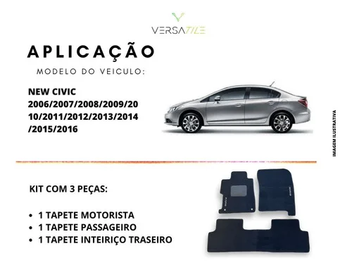 Imagem do produto Tapete Carpete Premium Honda New Civic 2006 A 2016 Bordado