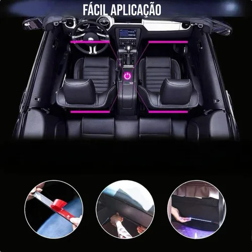 Imagem do produto Kit Iluminação Interior Carro Luz 09 Leds Rgb C/controle 12v