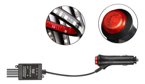 Imagem do produto Kit Iluminação Interior Carro Luz 09 Leds Rgb C/controle 12v