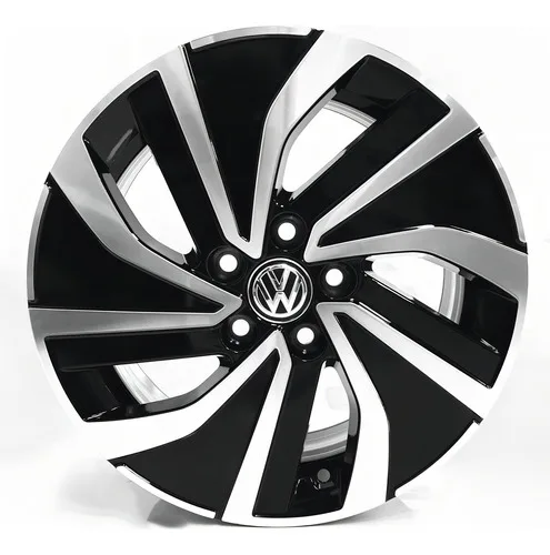 Jogo De Rodas Aro 15 5x100 Polo Fox Spacefox S44 5 Furos Cor Preto Diamante 5x100