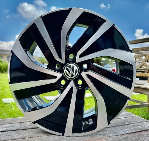 Imagem do produto Jogo De Rodas Aro 15 5x100 Polo Fox Spacefox S44 5 Furos Cor Preto Diamante 5x100
