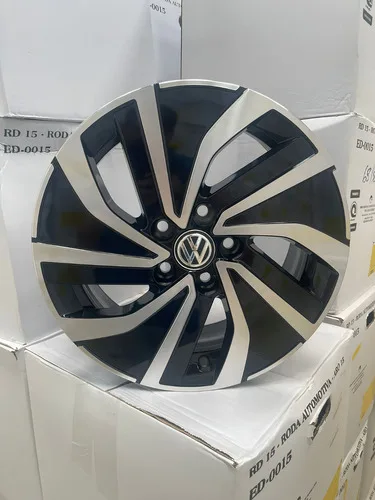 Imagem do produto Jogo De Rodas Aro 15 5x100 Polo Fox Spacefox S44 5 Furos Cor Preto Diamante 5x100