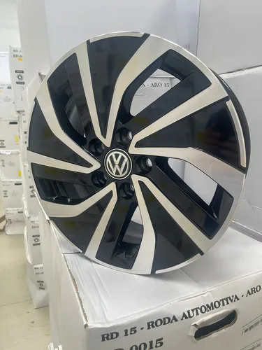 Imagem do produto Jogo De Rodas Aro 15 5x100 Polo Fox Spacefox S44 5 Furos Cor Preto Diamante 5x100