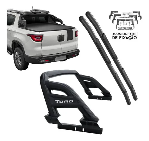 Kit Fiat Toro Santo Antonio E Estribo Preto 2016 Até 2024