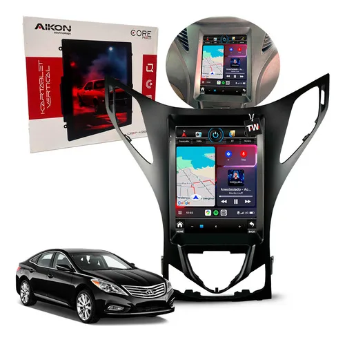 Kit Multimídia Tesla Aikon 2+64gb Hyundai Azera 2012 À 2015 Cor Hyundai Azera 2013 - Preto Fosco