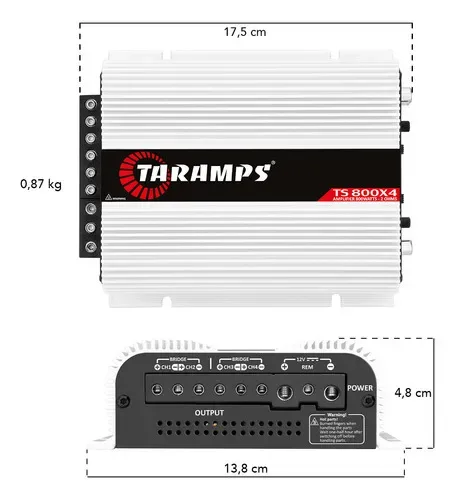 Modulo Taramps Ts 800 Rms Ts800x4 2 Ohms Amplificador 800w 4 Canais - Autoaba