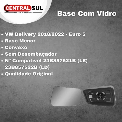 Imagem do produto Lente Retrovisor Menor Vw Delivery 2018/2024 Com Base