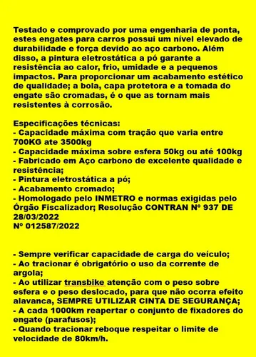 Imagem do produto Engate Reboque Toyota Corolla 2014 A 2019