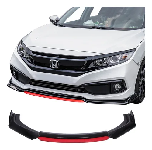 Imagem do produto Spoiler Dianteiro Honda Civic G10 Black Piano Vermelho Saia