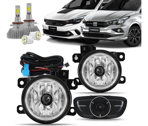 Kit Farol Milha Neblina Fiat Argo Cronos 2017 A 2022 + Led