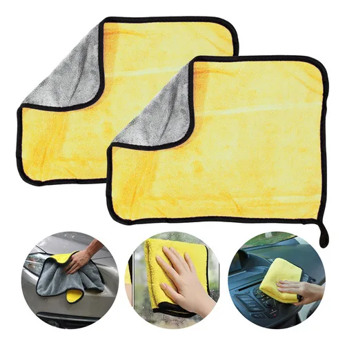 2 Pano Duplo Microfibra Multiuso 800g Polir Carro 40x30 Cor Amarelo