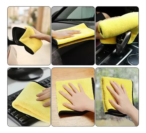 Imagem do produto 2 Pano Duplo Microfibra Multiuso 800g Polir Carro 40x30 Cor Amarelo