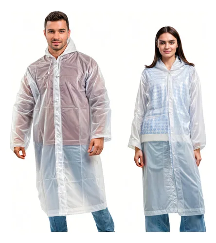 Kit 2 Capa De Chuva Reforçada Pvc Transparente Resistente