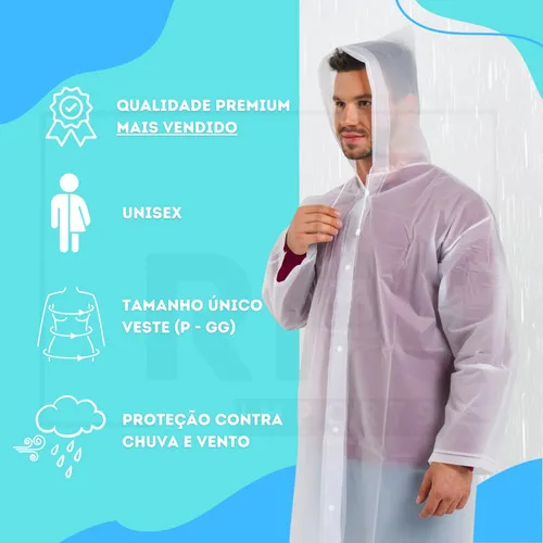 Imagem do produto Kit 2 Capa De Chuva Reforçada Pvc Transparente Resistente