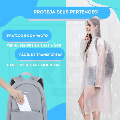 Imagem do produto Kit 2 Capa De Chuva Reforçada Pvc Transparente Resistente