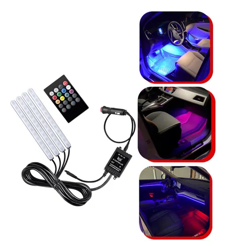 Iluminação Interior Neon Carro Led Rgb Controle 12v Ritmico