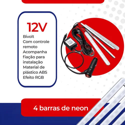 Imagem do produto Iluminação Interior Neon Carro Led Rgb Controle 12v Ritmico