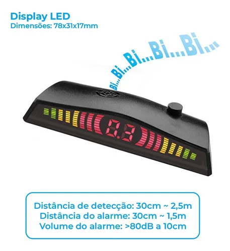 Imagem do produto Sensor Estacionamento Ré Prata 22mm Fusion 4 Pontos Prata Display Led First Option
