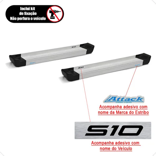 Imagem do produto Estribo Alumínio Natural Kit Fixação S10 Cabine Simples 2014