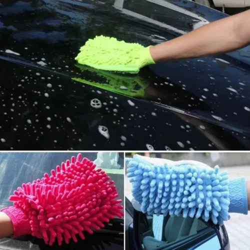 Imagem do produto Kit 2 Luvas De Microfibra Lavagem Automotiva Não Risca Carro Cor Variada