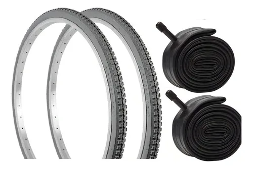2 Pneu Aro 24 X 1 3/8 Cadeira Rodas + Câmaras Ar Vee Rubber Cor Cinza