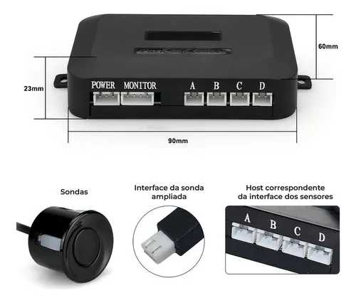 Imagem do produto Kit Sensor De Estacionamento Traseiro Jetta 4 Pontos 22mm Preto First Option
