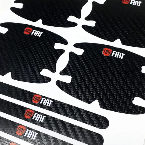 Imagem do produto Adesivos Protetor De Maçaneta Linha Fiat Carbono Decorativo