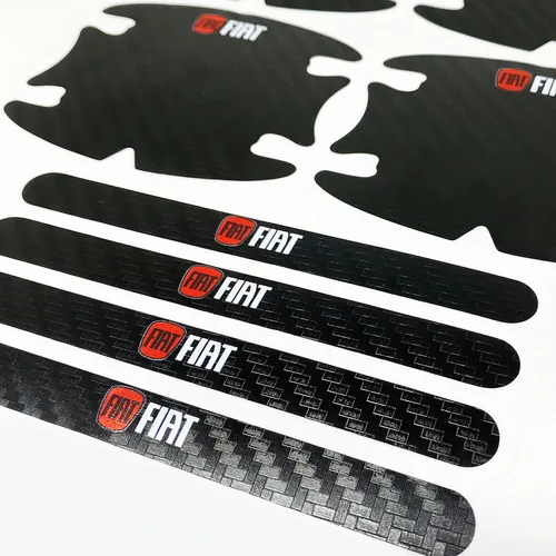 Imagem do produto Adesivos Protetor De Maçaneta Linha Fiat Carbono Decorativo
