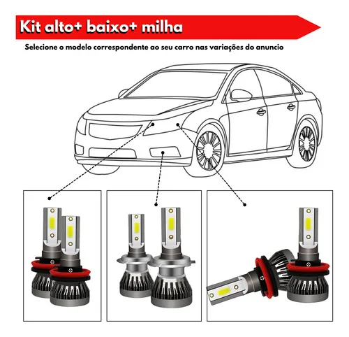 Imagem do produto Kit Ultra Super Led 20000 Lumens 6500k Alto Baixo Milha