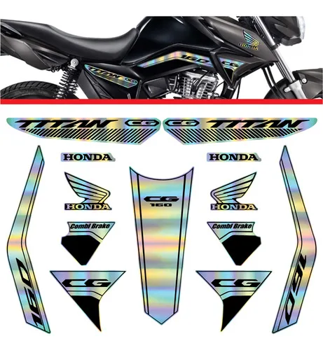 Kit Adesivo Holográfico Cg Titan 160 Anos 2023 2024 Cromo