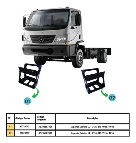 Imagem do produto Suporte Estribo Escada Mb Accelo Aço Lado Esquerdo Motorista