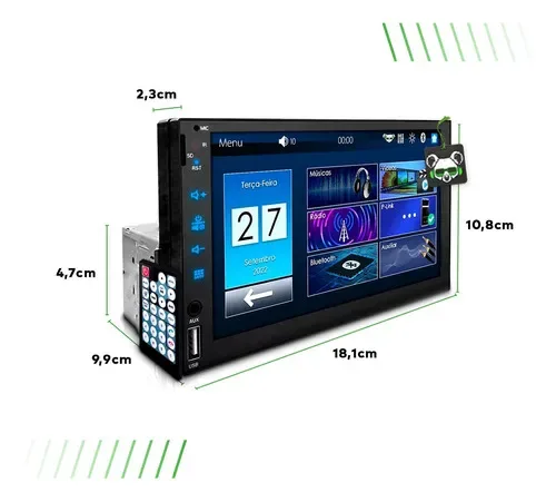 Central Multimídia 1 Din First Option Mp5-7830 Tela 7 Bt Usb - Autoaba