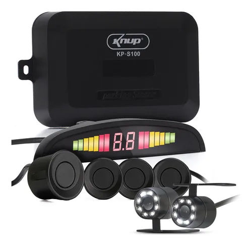 Kit Câmera De Ré Visão Noturna Hd + Sensor Estacionamento