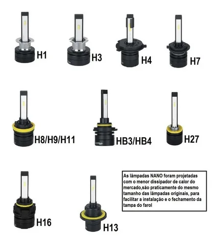 Kit Led Shocklight Nano 7200 L Farol Alto Baixo E Milha