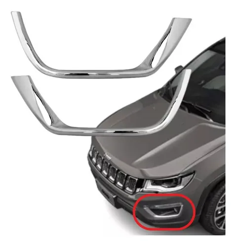 Friso Aplique Moldura Farol Milha Cromado Jeep Compass Flex