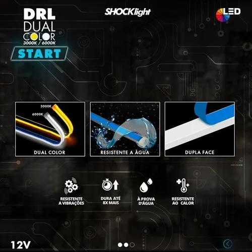 Imagem do produto Fita Dual Led Drl Luz Farol 45cm Tunning Branca Amarela