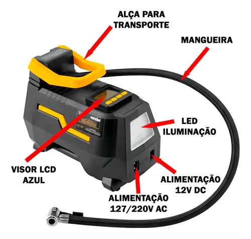 Imagem do produto Compressor De Ar Elétrico Portátil Vonder Cav 150 120w 127/220v