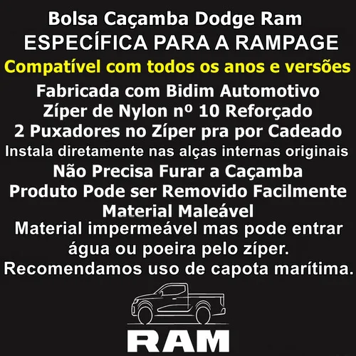 Imagem do produto Bolsa Caçamba Ram Rampage Impermeável 350 Lts Premium