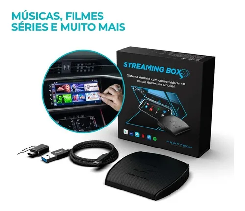 Imagem do produto Faaftech Streaming Box S Soft 2gb Ram 32gb Armazenamento Interface Desbloqueio Usb Central Apps Android Sistema Carplay Multimídia 4g Wifi Preto