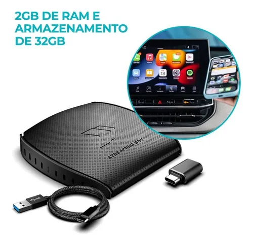 Imagem do produto Faaftech Streaming Box S Soft 2gb Ram 32gb Armazenamento Interface Desbloqueio Usb Central Apps Android Sistema Carplay Multimídia 4g Wifi Preto