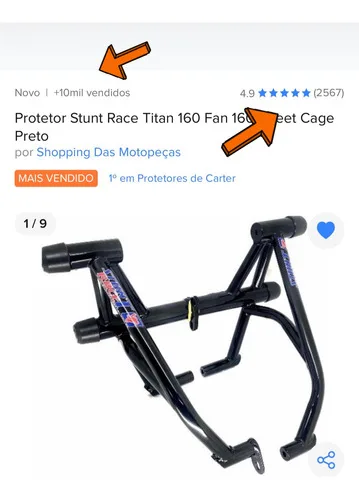 Imagem do produto Protetor Stunt Race Titan 160 Fan 160 Street Cage Preto
