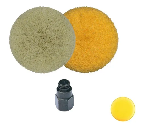 Kit Polimento 2 Boinas Dupla Face 7 Polegadas Mas Adaptador Cor Amarelo Bege