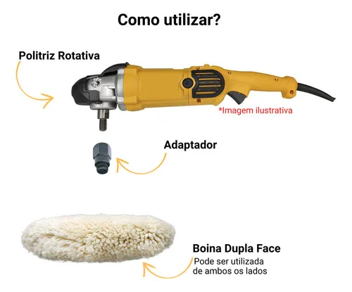 Imagem do produto Kit Polimento 2 Boinas Dupla Face 7 Polegadas Mas Adaptador Cor Amarelo Bege