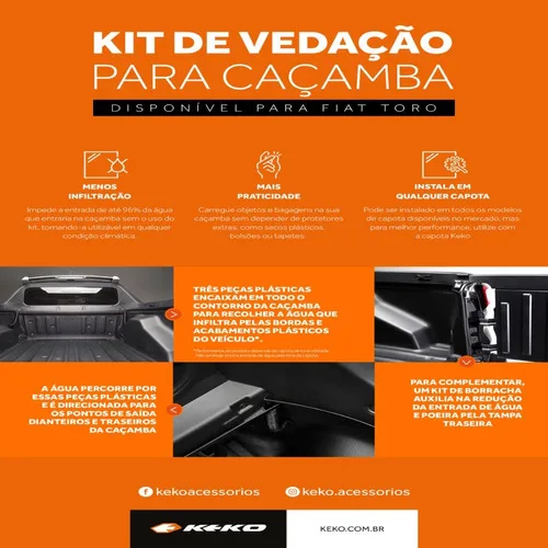 Imagem do produto Kit De Vedação Caçamba Capota Maritima Fiat Toro 2017 Keko