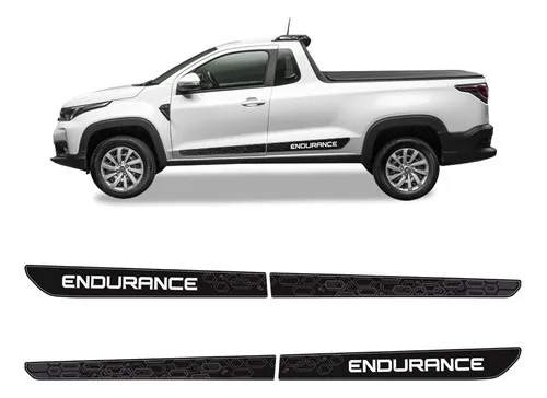 Par Faixas Adesivas Laterais Nova Fiat Strada 2021 Preta Cor Cinza Sportinox
